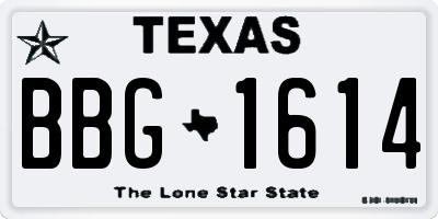 TX license plate BBG1614