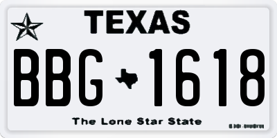 TX license plate BBG1618