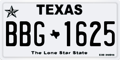 TX license plate BBG1625