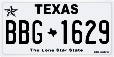 TX license plate BBG1629