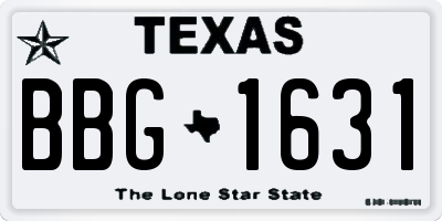 TX license plate BBG1631