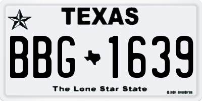 TX license plate BBG1639
