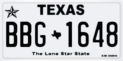 TX license plate BBG1648