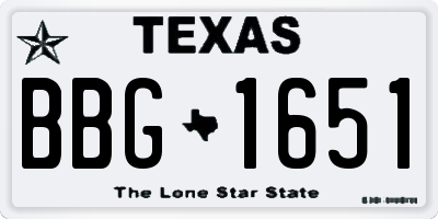 TX license plate BBG1651