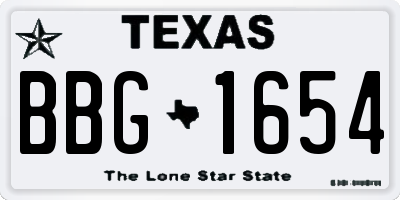 TX license plate BBG1654
