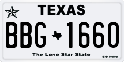 TX license plate BBG1660