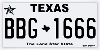 TX license plate BBG1666
