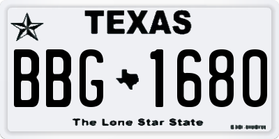 TX license plate BBG1680