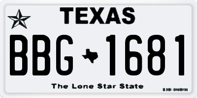 TX license plate BBG1681