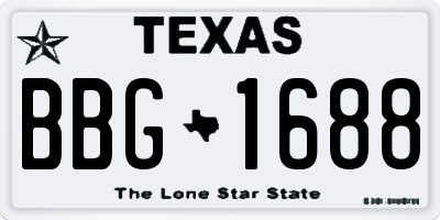 TX license plate BBG1688