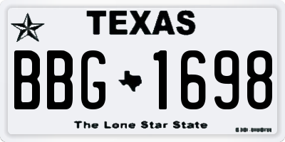 TX license plate BBG1698