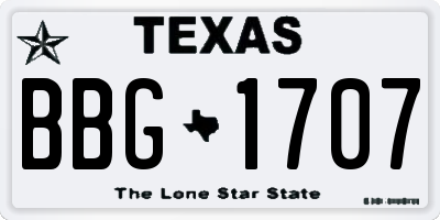 TX license plate BBG1707
