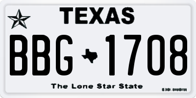 TX license plate BBG1708