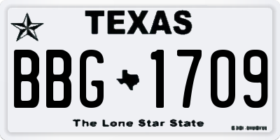 TX license plate BBG1709