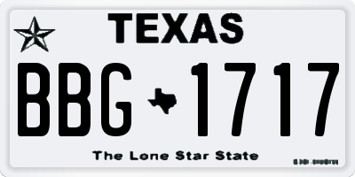TX license plate BBG1717