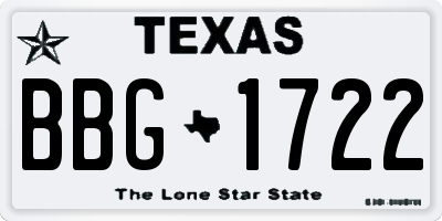 TX license plate BBG1722