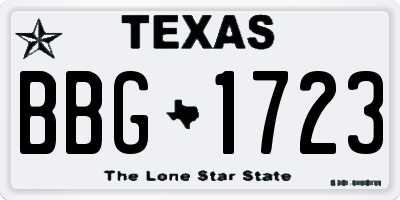 TX license plate BBG1723