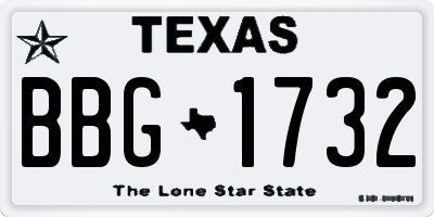 TX license plate BBG1732