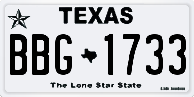 TX license plate BBG1733