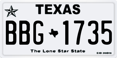 TX license plate BBG1735