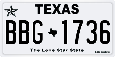 TX license plate BBG1736