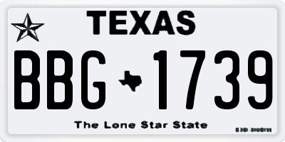 TX license plate BBG1739