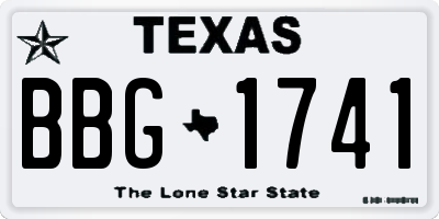 TX license plate BBG1741