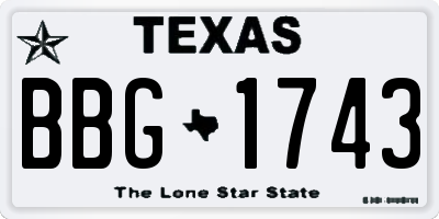 TX license plate BBG1743