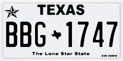 TX license plate BBG1747