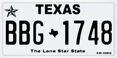 TX license plate BBG1748