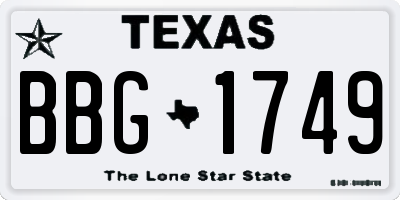 TX license plate BBG1749