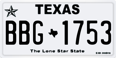 TX license plate BBG1753