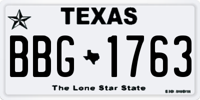 TX license plate BBG1763