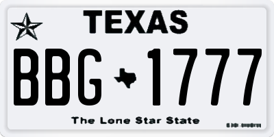 TX license plate BBG1777