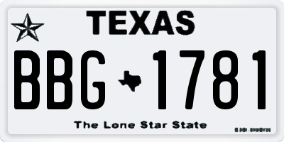 TX license plate BBG1781
