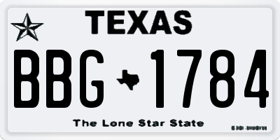 TX license plate BBG1784