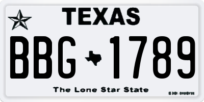 TX license plate BBG1789