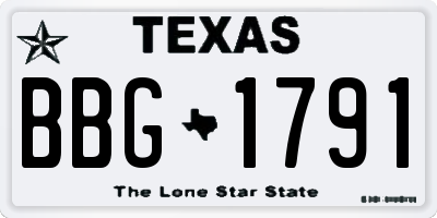 TX license plate BBG1791