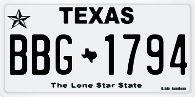 TX license plate BBG1794