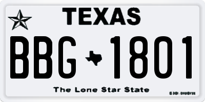 TX license plate BBG1801