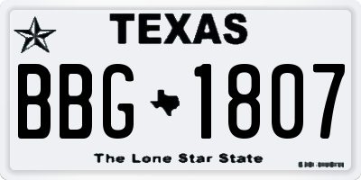 TX license plate BBG1807