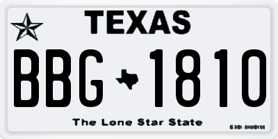 TX license plate BBG1810