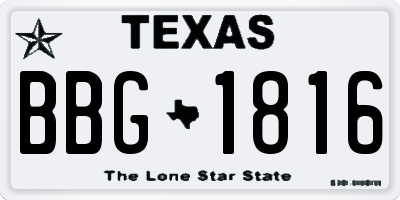 TX license plate BBG1816