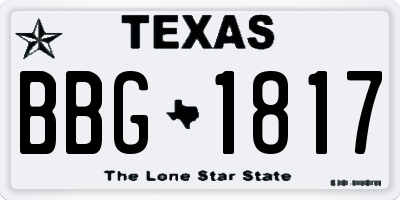 TX license plate BBG1817