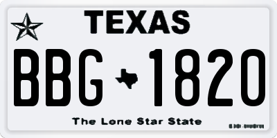 TX license plate BBG1820