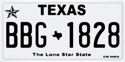 TX license plate BBG1828