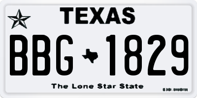TX license plate BBG1829
