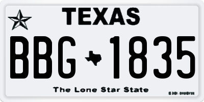 TX license plate BBG1835