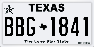 TX license plate BBG1841