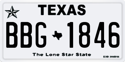 TX license plate BBG1846